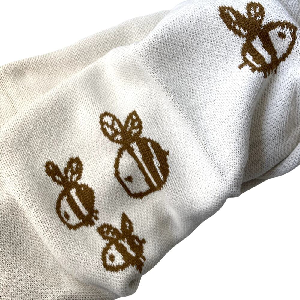 Fin & Vince Knit Blanket - Bumblebees - Cream Gold